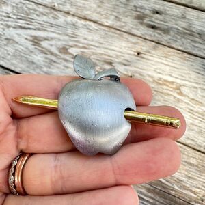 Vintage Jewelry Ultra Craft Apple and Pencil Teacher Gift Brooch Pin